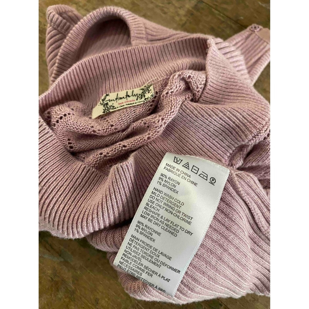 Free People Pink Ribbed On Point Yoke High Mock Neck Bodysuit Sleeveless S - Picture 8 of 9